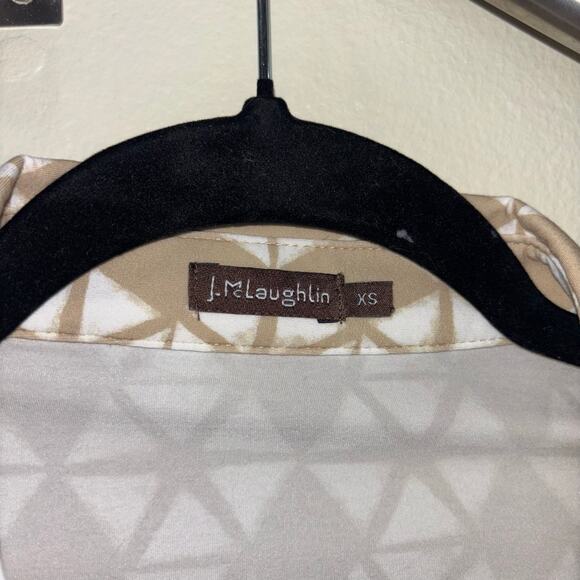 J McLaughlin Brynn Button Down 3/4 Sleeve Top- Tan and White Size XS - Picture 10 of 11